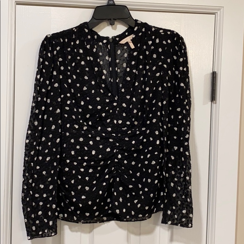 Rebecca Taylor black and White silk top